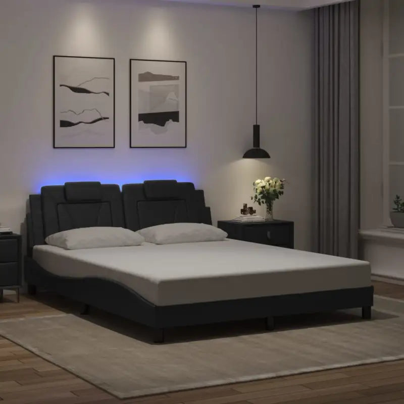 Bedframe met LED-verlichting en multiplex lattenbodem voor comfort - Zwart / 160 x 200 cm - Bedden & bedframes