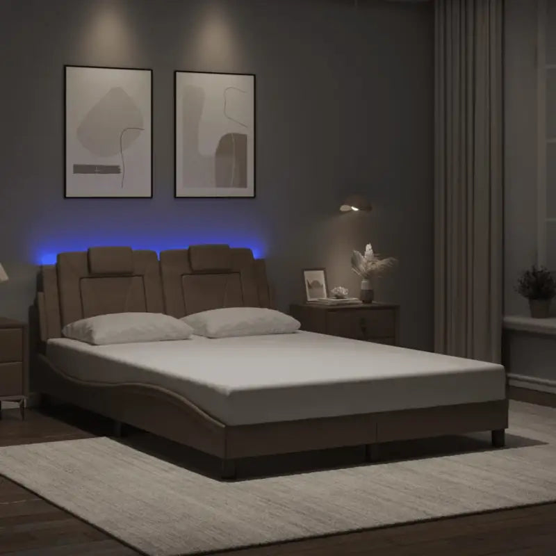 Bedframe met LED-verlichting en multiplex lattenbodem voor comfort - Cappuccino / 120 x 200 cm - Bedden & bedframes