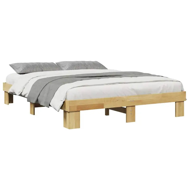 Bedframe van massief eikenhout met extra opbergruimte - Bedden & bedframes