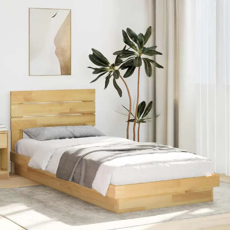 Bedframe van massief eikenhout voor een stabiele en stijlvolle slaapkamer - 75 x 190 cm - Bedden & bedframes
