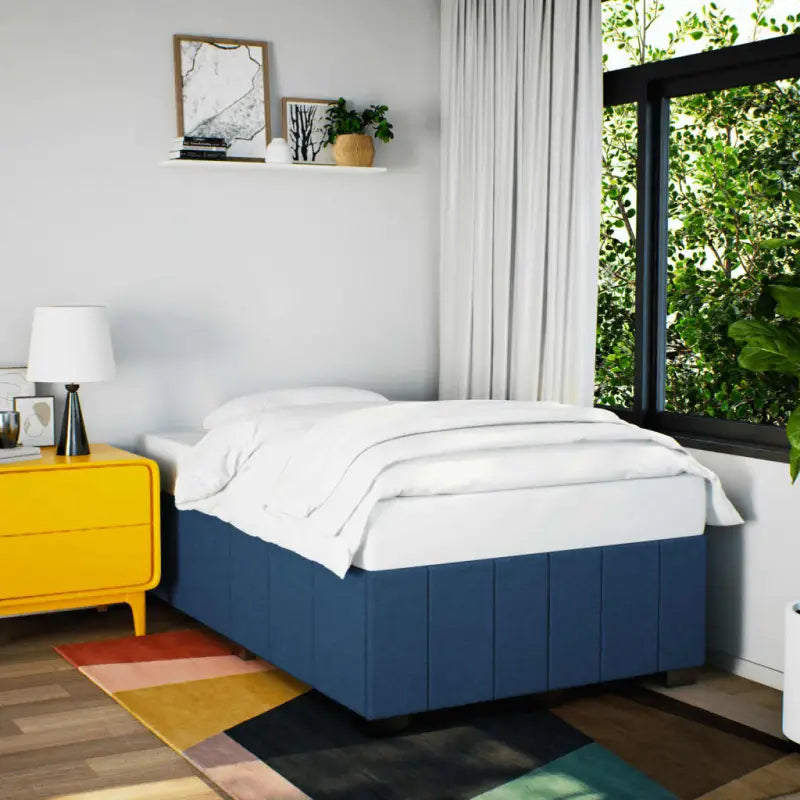 Bedframe van massief grenenhout met ademend vermogen en zacht polyesterweefsel - Blauw / 120 x 200 cm - Bedden &