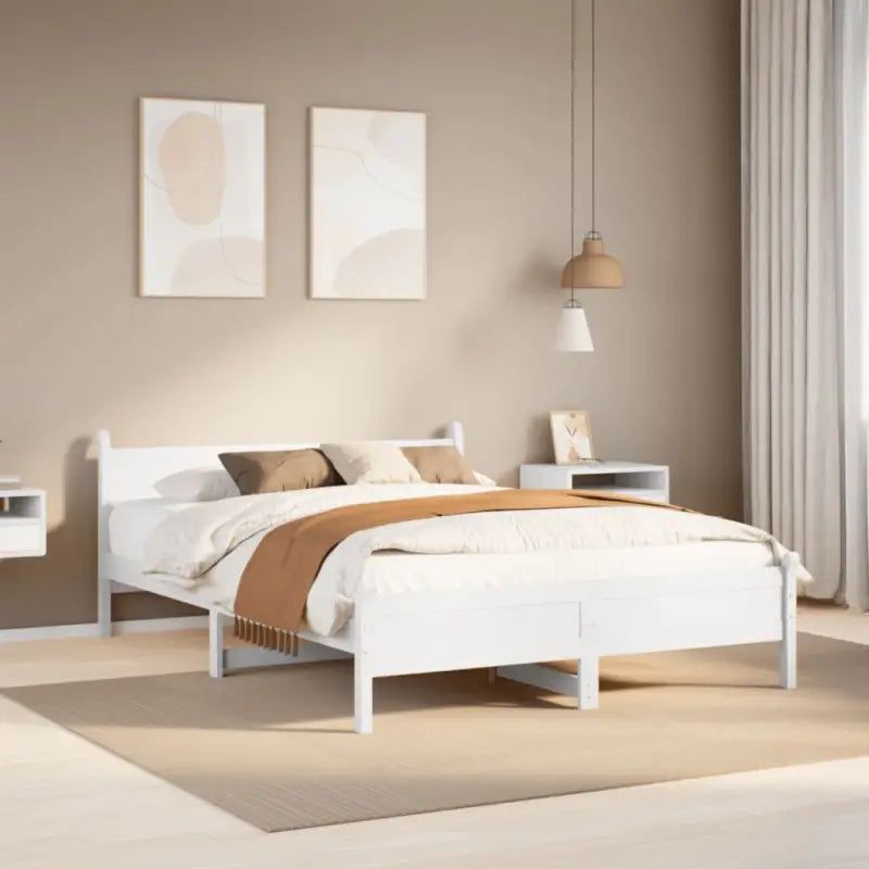 Bedframe van massief grenenhout met extra opbergruimte voor je slaapkamer - Wit / 150 x 200 cm - Bedden & bedframes