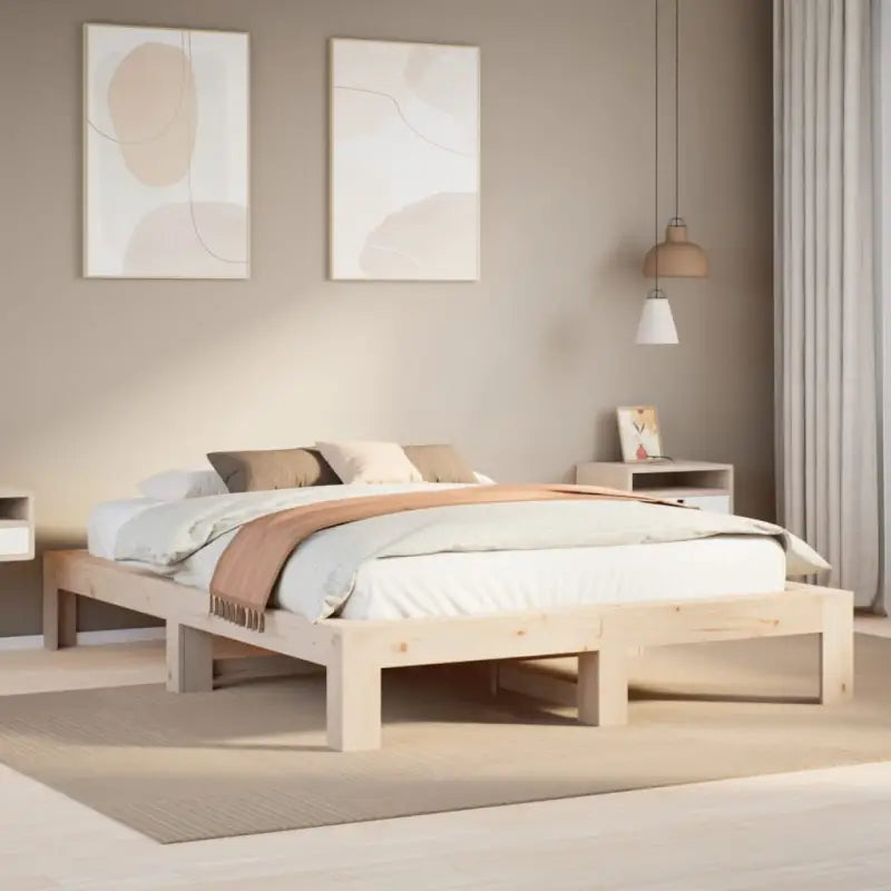 Bedframe van massief grenenhout met extra opbergruimte - Naturel / 140 x 190 cm - Bedden & bedframes