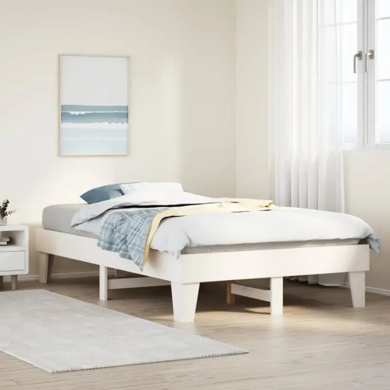 Bedframe van massief grenenhout met extra opbergruimte voor elke slaapkamer - Wit / 120 x 200 cm - Bedden & bedframes