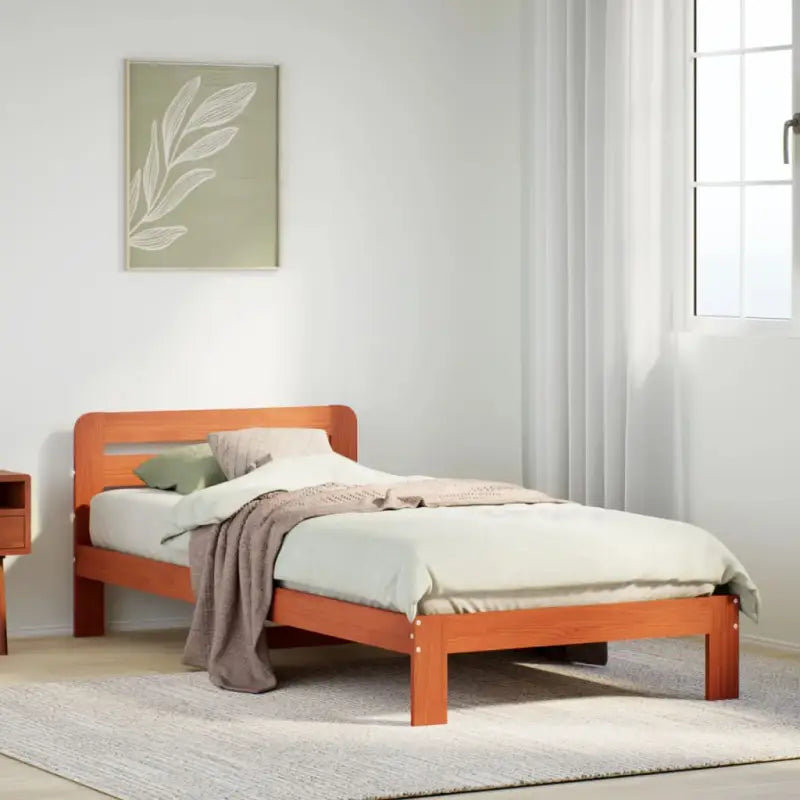 Bedframe van massief grenenhout met extra opbergruimte voor elke slaapkamer - Wasbruin / 75 x 190 cm - Bedden &