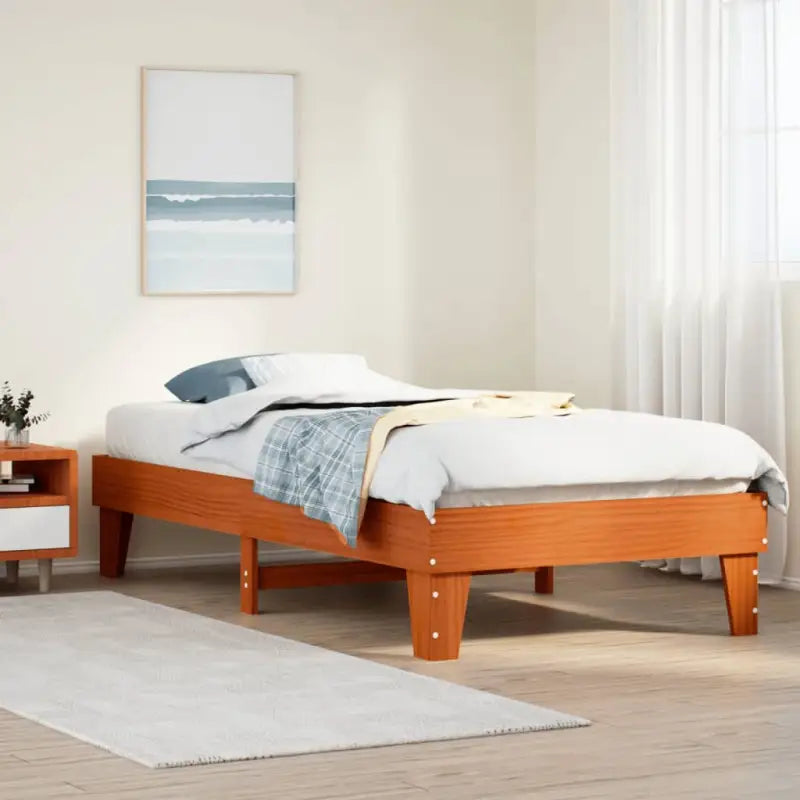 Bedframe van massief grenenhout met extra opbergruimte voor elke slaapkamer - Wasbruin / 75 x 190 cm - Bedden &