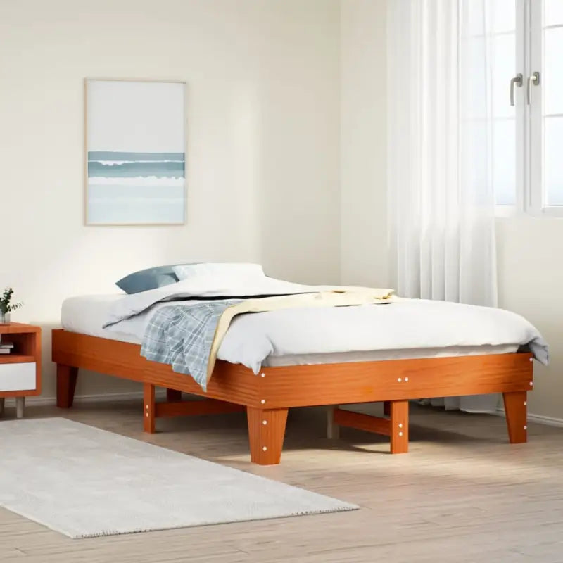 Bedframe van massief grenenhout met extra opbergruimte voor elke slaapkamer - Wasbruin / 120 x 190 cm - Bedden &