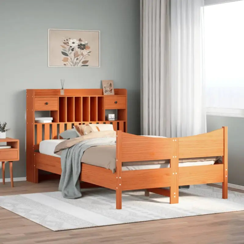 Bedframe van massief grenenhout met extra opbergruimte - Wasbruin / 135 x 190 cm - Bedden & bedframes