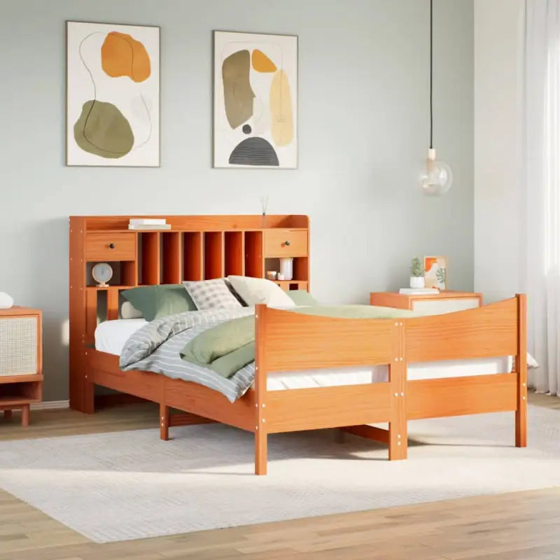 Bedframe van massief grenenhout met extra opbergruimte - Wasbruin / 140 x 190 cm - Bedden & bedframes