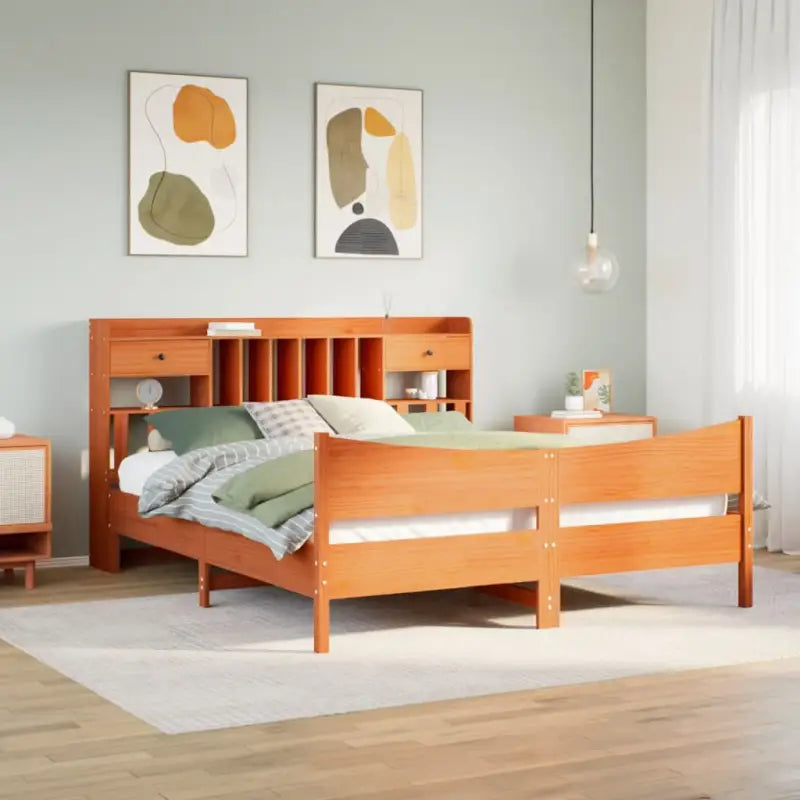 Bedframe van massief grenenhout met extra opbergruimte - Wasbruin / 180 x 200 cm - Bedden & bedframes