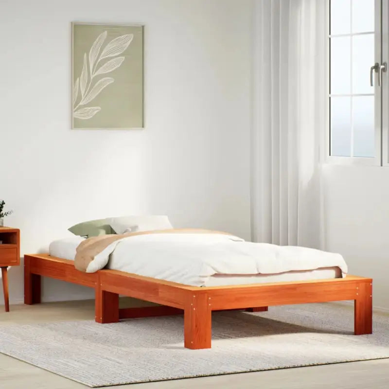 Bedframe van massief grenenhout met extra opbergruimte - Wasbruin / 75 x 190 cm - Bedden & bedframes