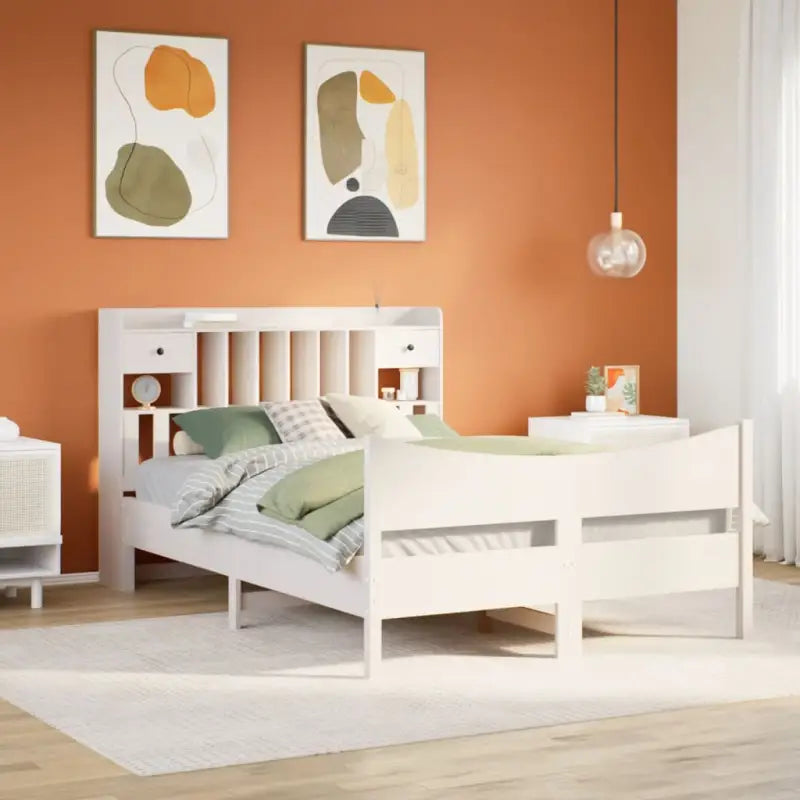 Bedframe van massief grenenhout met extra opbergruimte - Wit / 140 x 200 cm - Bedden & bedframes