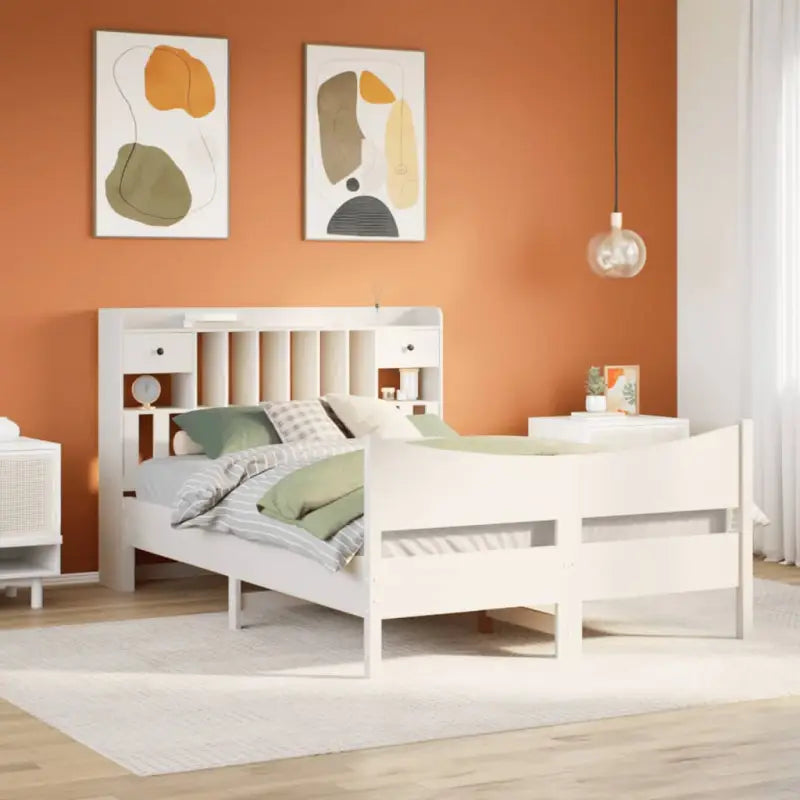 Bedframe van massief grenenhout met extra opbergruimte - Wit / 140 x 190 cm - Bedden & bedframes