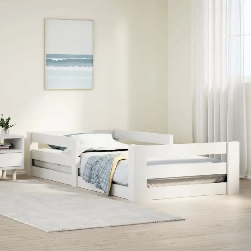 Bedframe van massief grenenhout met extra opbergruimte - Wit / 75 x 190 cm - Bedden & bedframes
