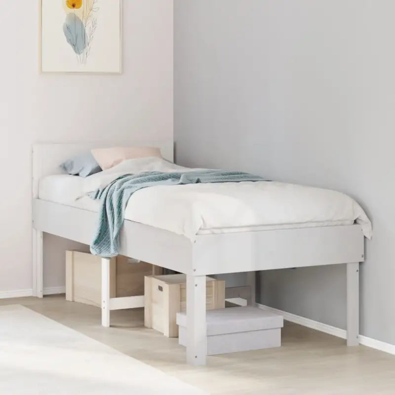 Bedframe van massief grenenhout met extra opbergruimte - Wit / 90 x 190 cm - Bedden & bedframes