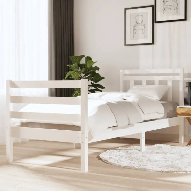 Bedframe van massief grenenhout met tijdloos ontwerp voor slaapkamer - Wit / 90 x 190 cm - Bedden & bedframes