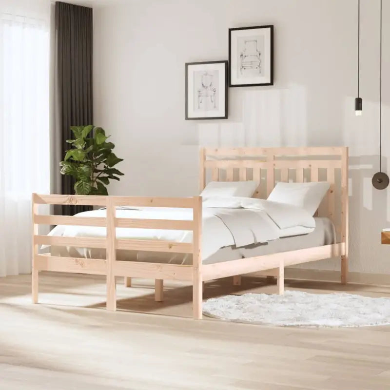 Bedframe van massief grenenhout met tijdloos ontwerp voor slaapkamer - Naturel / 120 x 190 cm - Bedden & bedframes