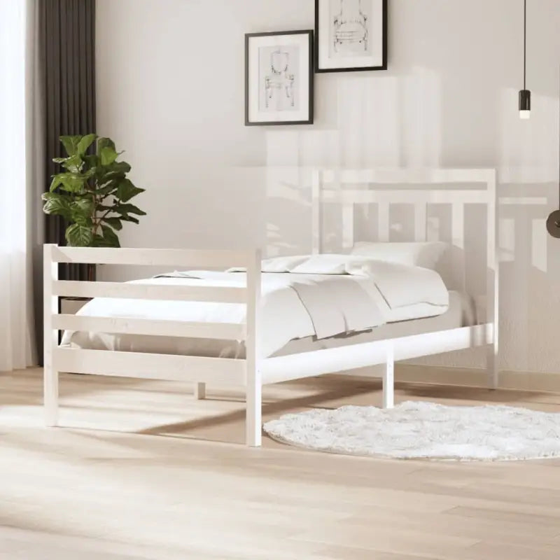 Bedframe van massief grenenhout met tijdloos ontwerp voor slaapkamer - Wit / 100 x 200 cm - Bedden & bedframes