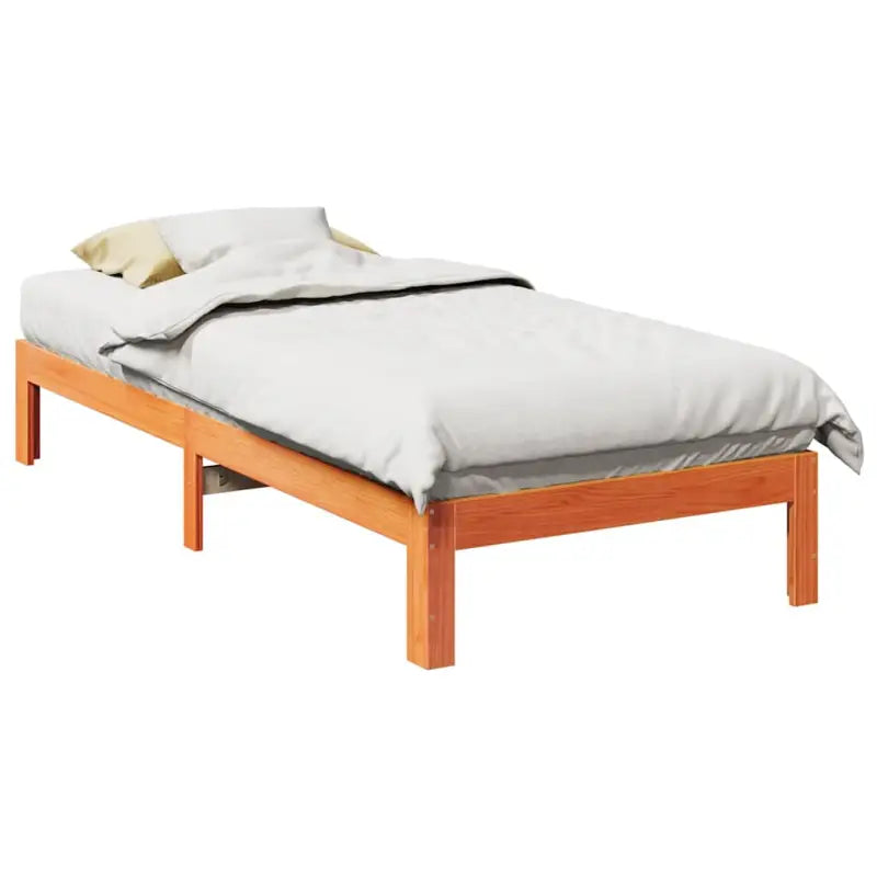 Bedframe van massief grenenhout met voorgeboorde gaten voor een goede nachtrust - Wasbruin / 90 x 200 cm - Bedden &