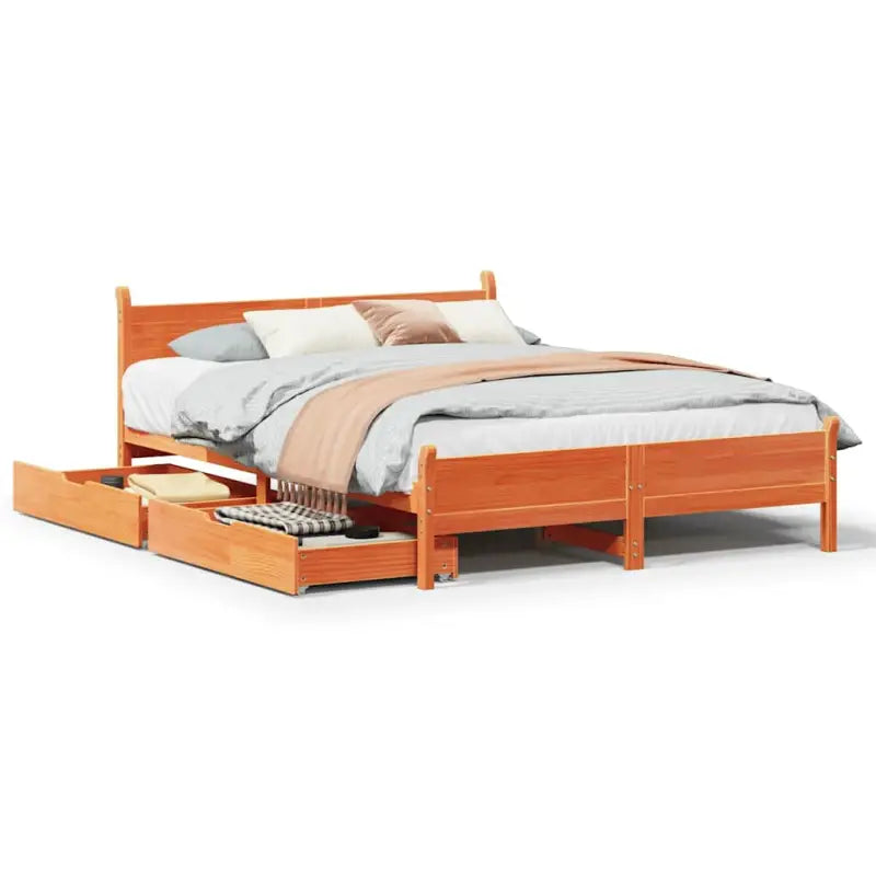 Bedframe van massief grenenhout voor een stabiele en duurzame slaapplaats - Wasbruin / 120 x 200 cm - Bedden & bedframes