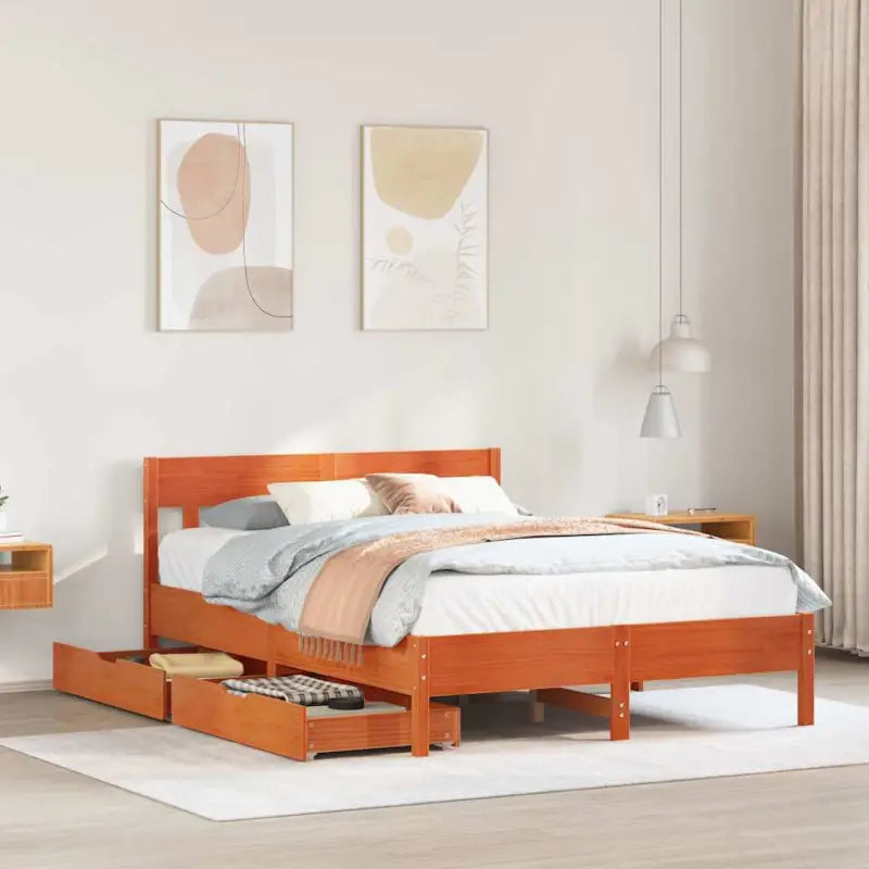 Bedframe van massief grenenhout voor een stabiele en duurzame slaapkamer - Wasbruin / 120 x 200 cm - Bedden & bedframes