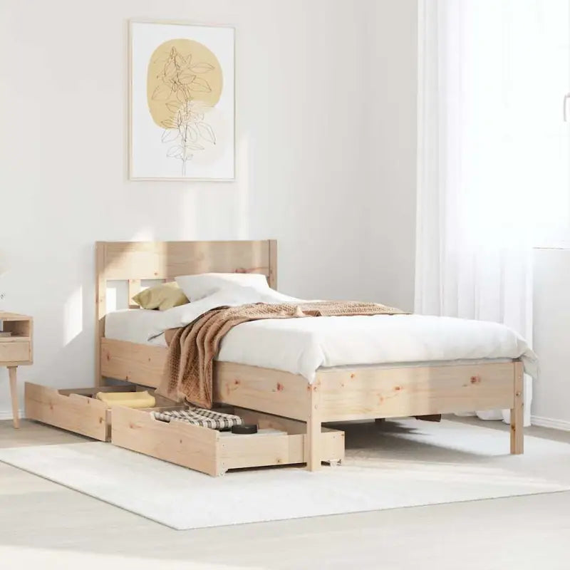 Bedframe van massief grenenhout voor een stabiele en duurzame slaapkamer - Naturel / 75 x 190 cm - Bedden & bedframes