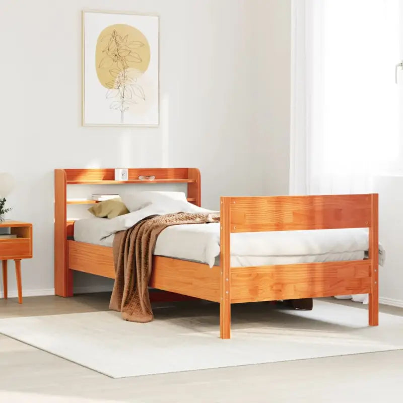 Bedframe van massief grenenhout voor een stabiele en duurzame slaapkamer - Wasbruin / 90 x 200 cm - Bedden & bedframes