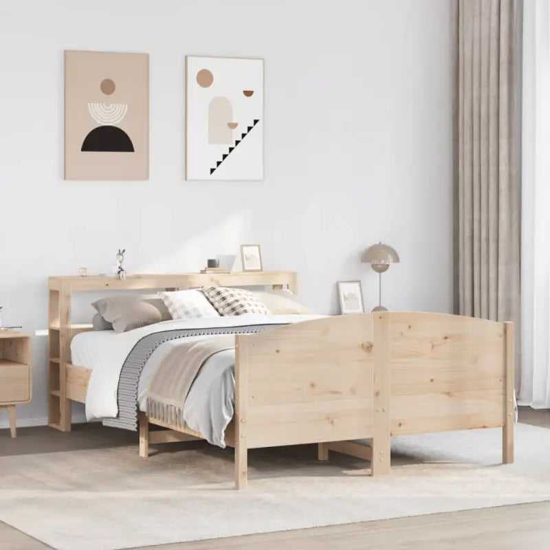 Bedframe van massief grenenhout voor een stabiele en duurzame slaapkamer - Naturel / 150 x 200 cm - Bedden & bedframes