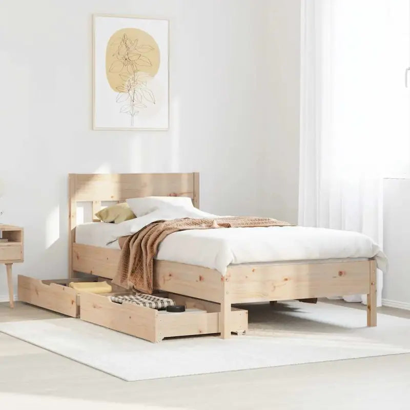 Bedframe van massief grenenhout voor een stabiele en duurzame slaapkamer - Naturel / 90 x 190 cm - Bedden & bedframes