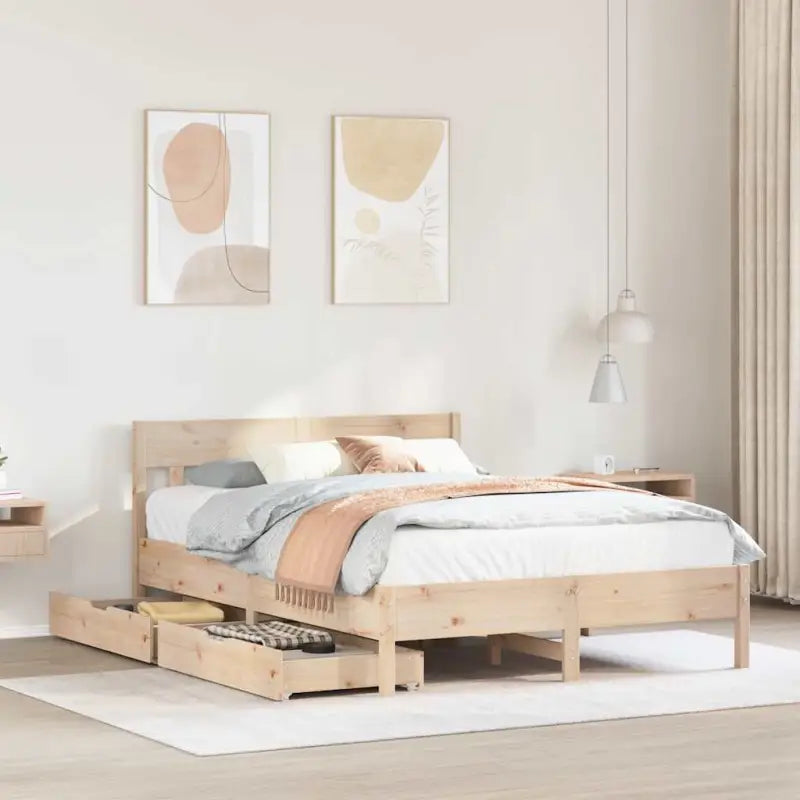 Bedframe van massief grenenhout voor een stabiele en duurzame slaapkamer - Naturel / 140 x 190 cm - Bedden & bedframes
