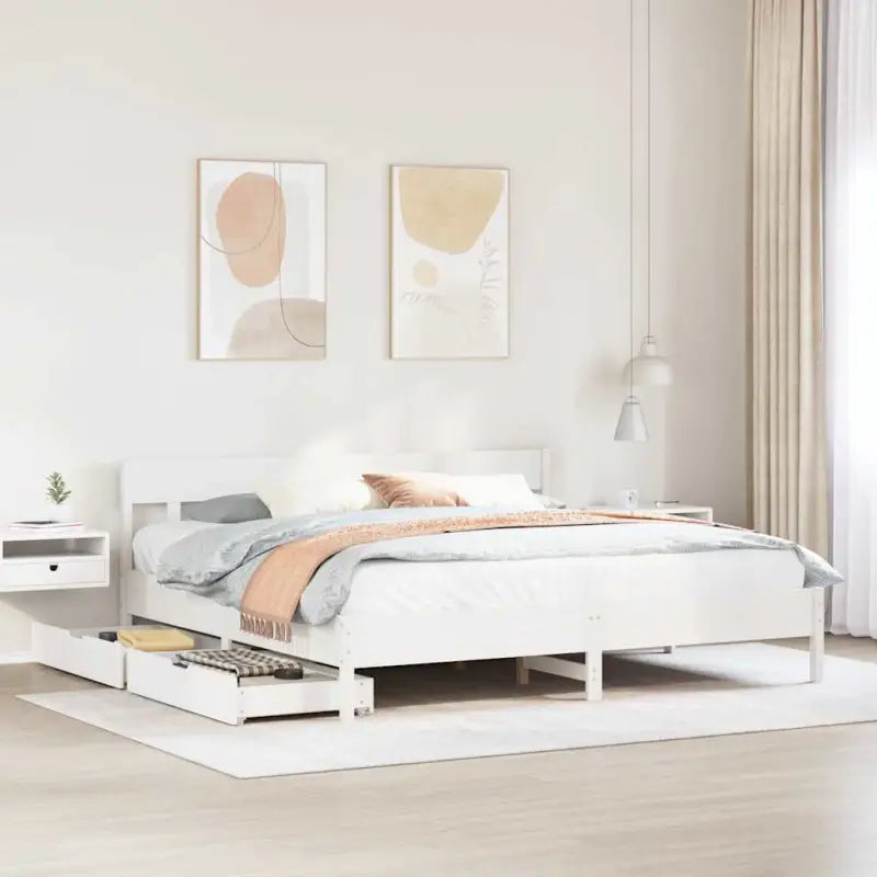 Bedframe van massief grenenhout voor een stabiele en duurzame slaapkamer - Wit / 180 x 200 cm - Bedden & bedframes