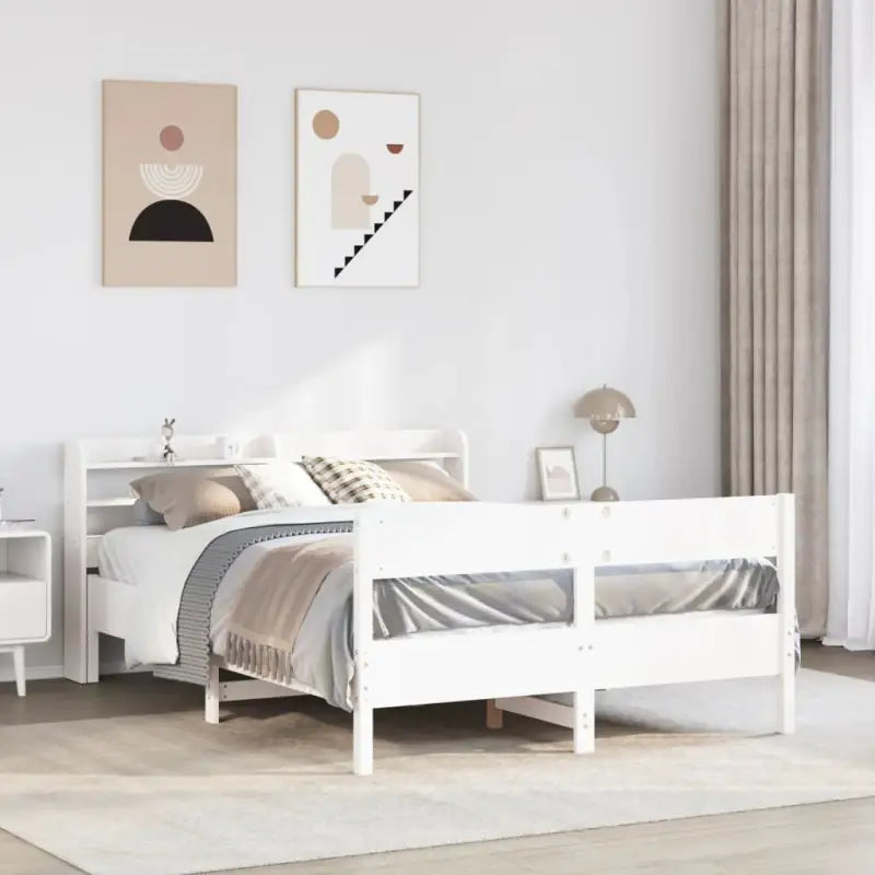 Bedframe van massief grenenhout voor een stabiele en duurzame slaapkamer - Wit / 150 x 200 cm - Bedden & bedframes
