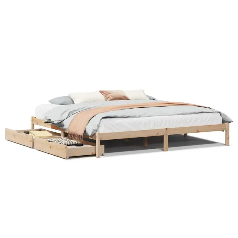 Bedframe van massief grenenhout voor een stabiele en duurzame slaap - Naturel / 200 x 200 cm - Bedden & bedframes