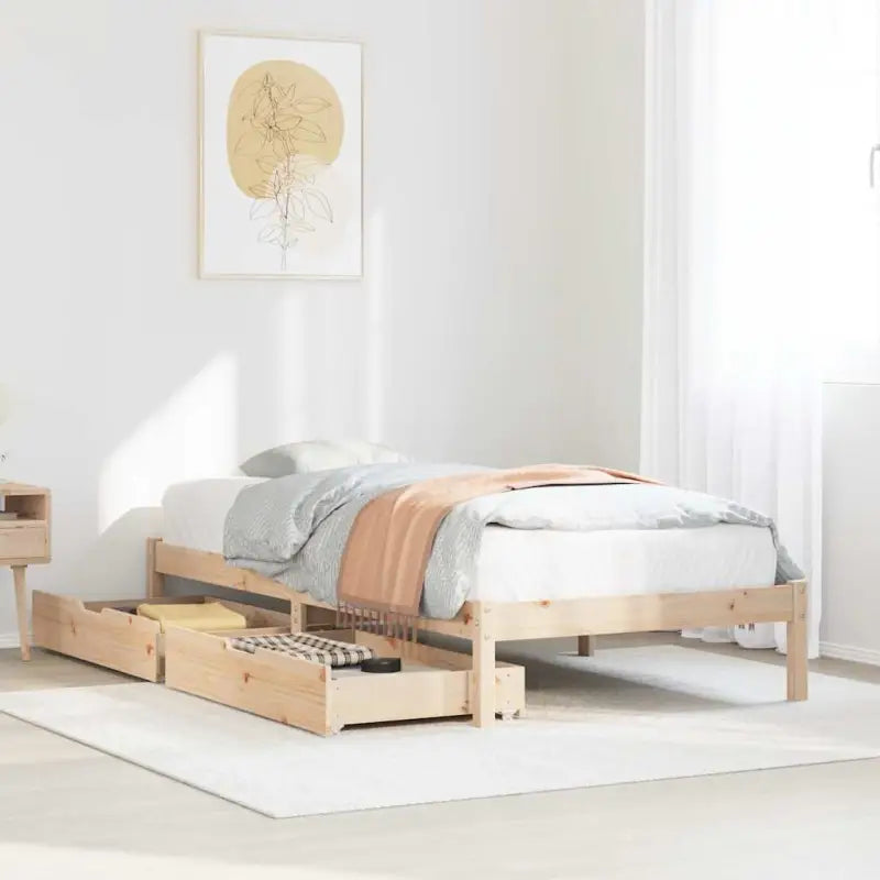 Bedframe van massief grenenhout voor een stabiele en duurzame slaap - Naturel / 75 x 190 cm - Bedden & bedframes