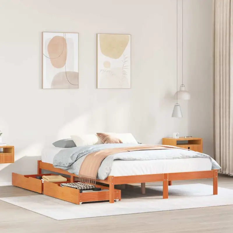 Bedframe van massief grenenhout voor een stabiele en duurzame slaap - Wasbruin / 120 x 190 cm - Bedden & bedframes
