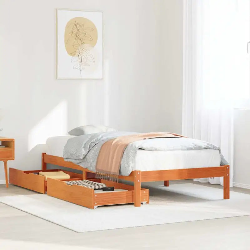 Bedframe van massief grenenhout voor een stabiele en duurzame slaap - Wasbruin / 90 x 190 cm - Bedden & bedframes