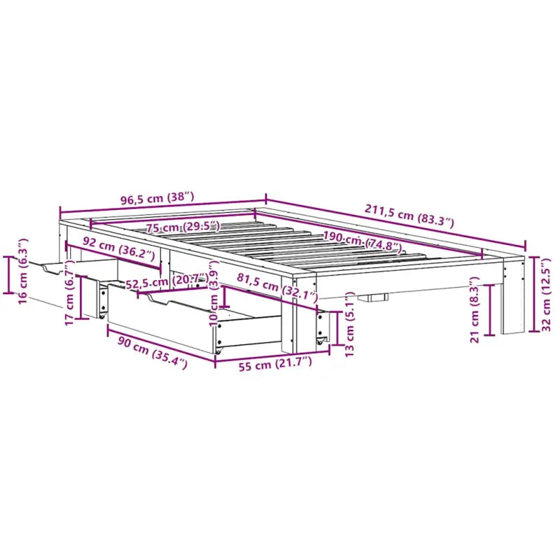 Bedframe van massief grenenhout voor een stabiele nachtrust - Bedden & bedframes