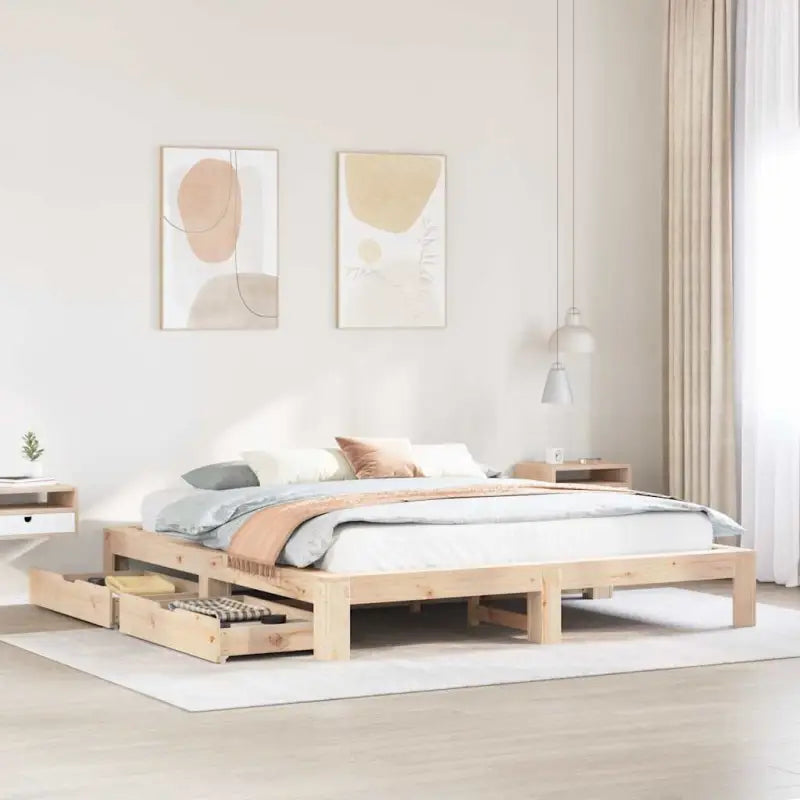 Bedframe van massief grenenhout voor een stabiele nachtrust - Bruin / 200 x 200 cm - Bedden & bedframes