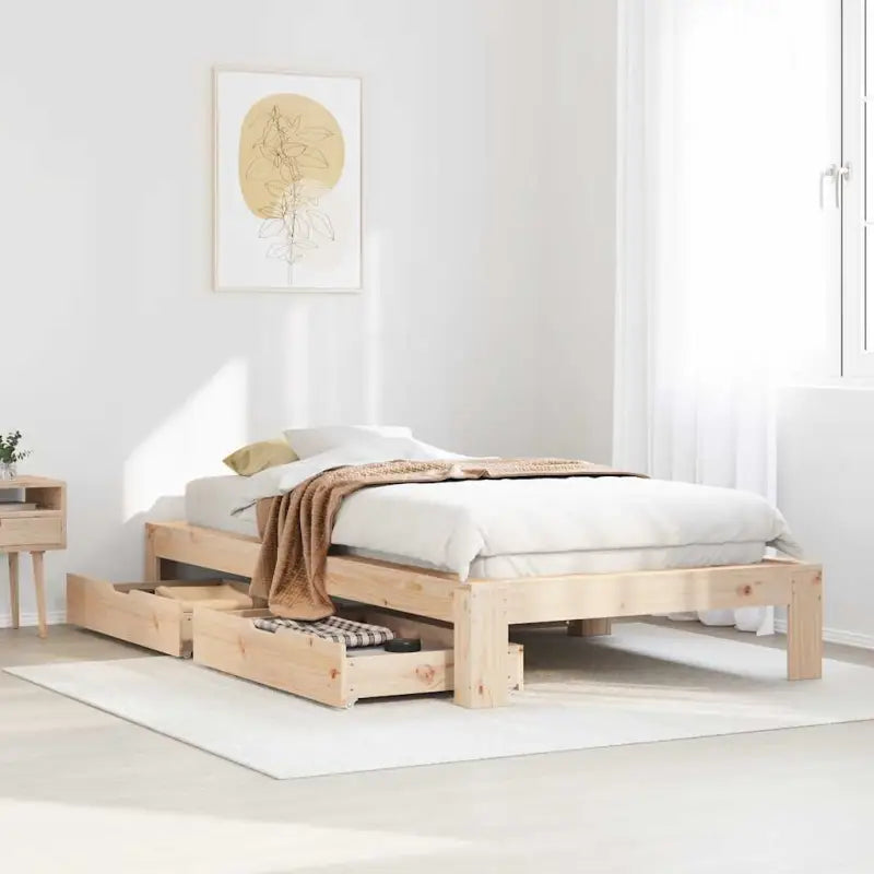 Bedframe van massief grenenhout voor een stabiele nachtrust - Bruin / 75 x 190 cm - Bedden & bedframes