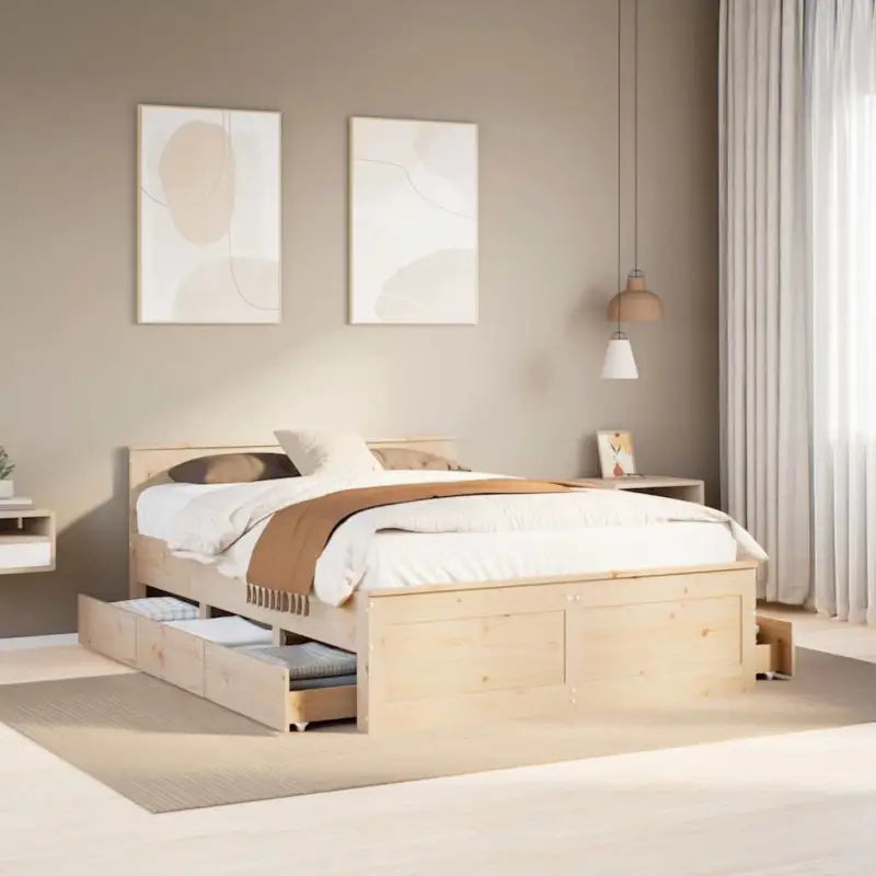 Bedframe van massief grenenhout voor een stabiele nachtrust - Naturel / 140 x 190 cm - Bedden & bedframes