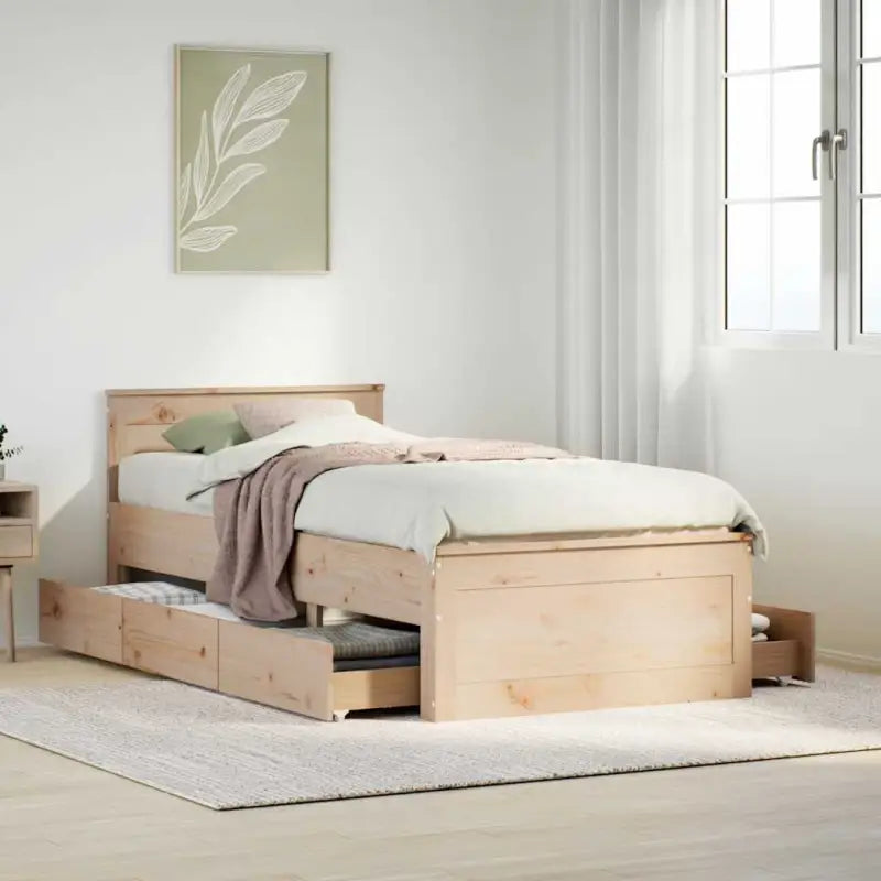 Bedframe van massief grenenhout voor een stabiele nachtrust - Naturel / 75 x 190 cm - Bedden & bedframes