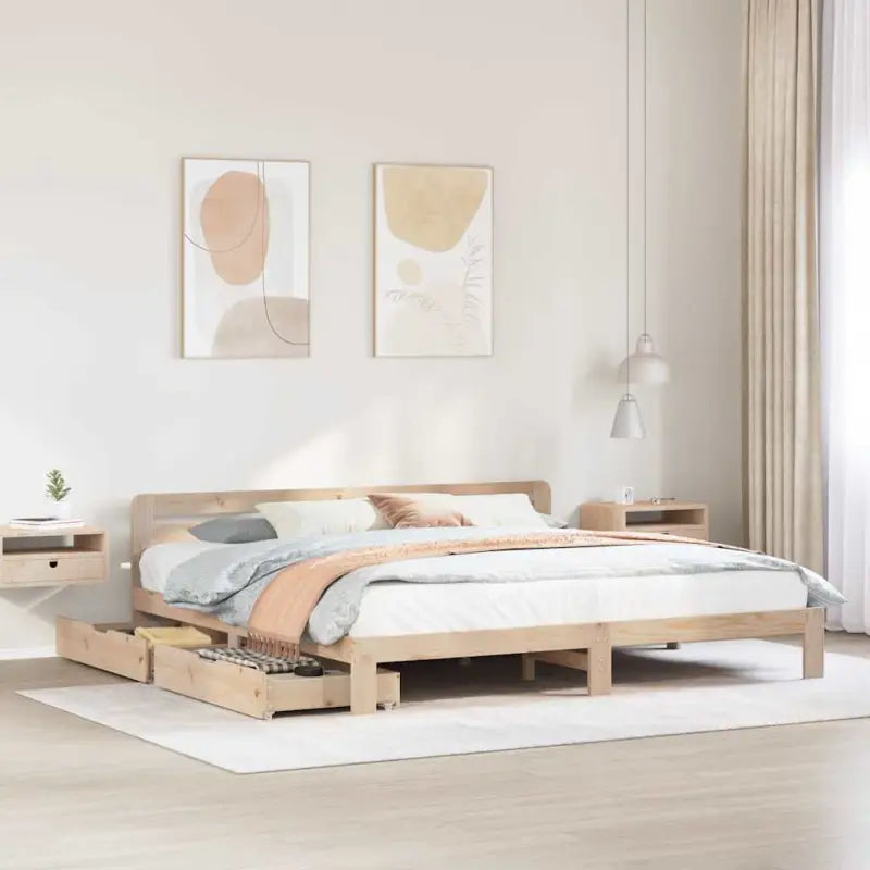Bedframe van massief grenenhout voor een stabiele nachtrust - Naturel / 200 x 200 cm - Bedden & bedframes