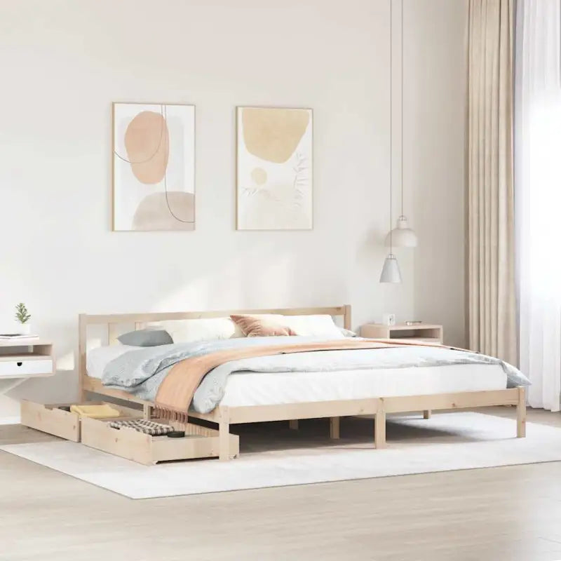 Bedframe van massief grenenhout voor een stabiele nachtrust - Naturel / 200 x 200 cm - Bedden & bedframes
