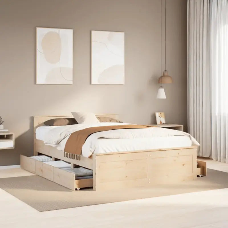 Bedframe van massief grenenhout voor een stabiele nachtrust - Naturel / 150 x 200 cm - Bedden & bedframes