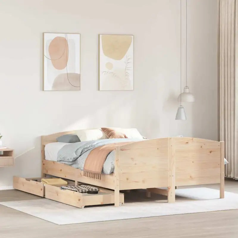 Bedframe van massief grenenhout voor een stabiele nachtrust - Naturel / 150 x 200 cm - Bedden & bedframes