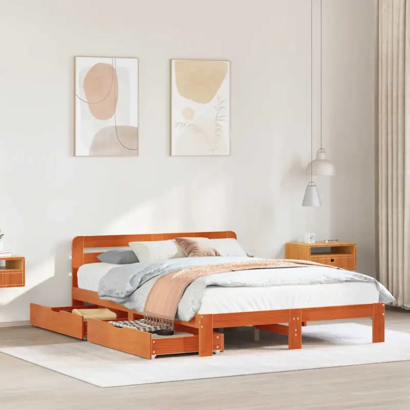Bedframe van massief grenenhout voor een stabiele nachtrust - Wasbruin / 120 x 200 cm - Bedden & bedframes