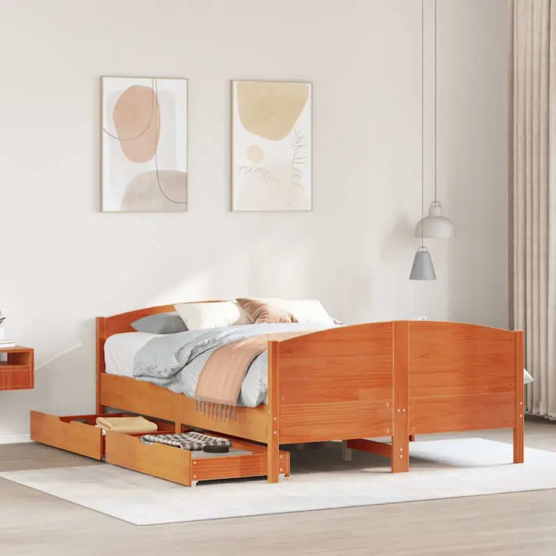 Bedframe van massief grenenhout voor een stabiele nachtrust - Wasbruin / 140 x 190 cm - Bedden & bedframes