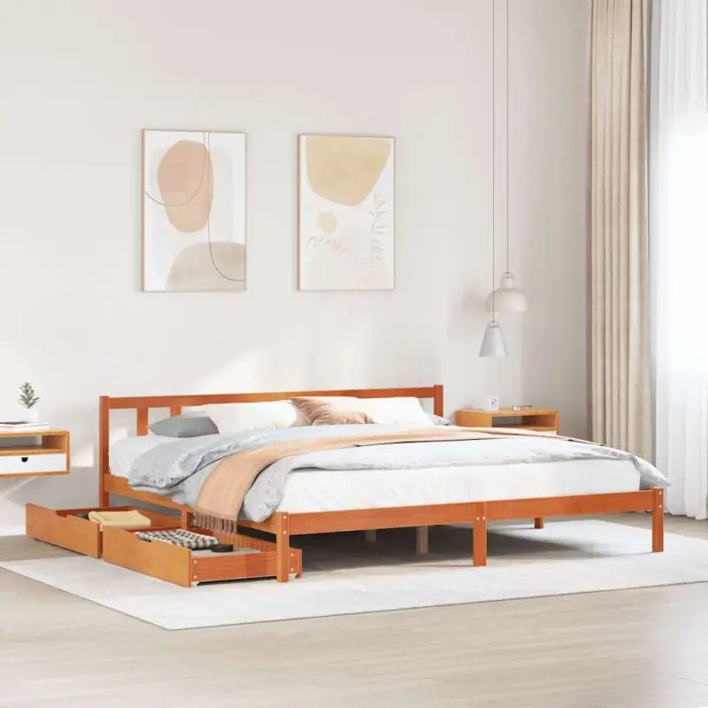 Bedframe van massief grenenhout voor een stabiele nachtrust - Wasbruin / 200 x 200 cm - Bedden & bedframes
