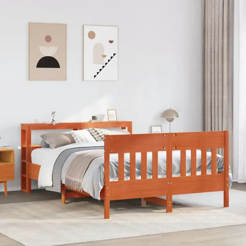 Bedframe van massief grenenhout voor een stabiele nachtrust - Wasbruin / 140 x 190 cm - Bedden & bedframes