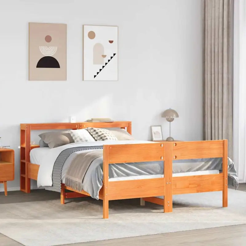 Bedframe van massief grenenhout voor een stabiele nachtrust - Wasbruin / 140 x 190 cm - Bedden & bedframes